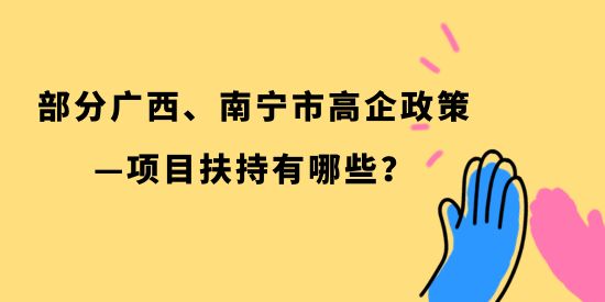 部分廣西、南寧市高企政策—項目扶持有哪些？